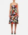 Marni Multicolor Dress With Flared Skirt And All-over Floral Motif In Multicolor