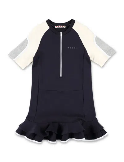 Marni Kids' Short Sleeve Dress In Blue