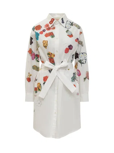 Marni Dress With Floral Patterned Embellishment In Lily White