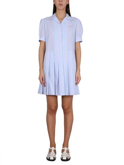 Marni Dress With Logo Embroidery In Azure