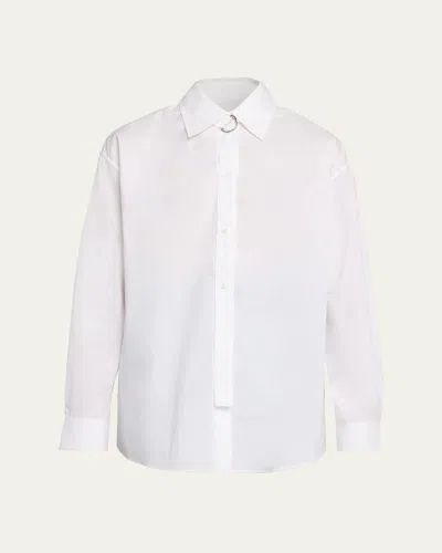 Marni D-ring Strap Cotton Poplin Button-down Shirt In White