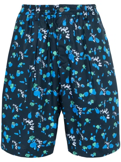 MARNI DRIPPING ABSTRACT-PRINT DECK SHORTS