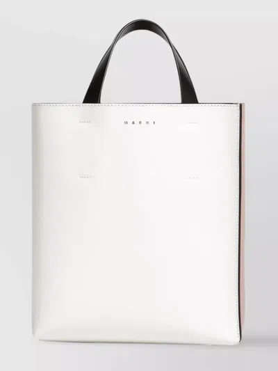 Marni Dual Tone Tote Bag With Handles And Strap In White