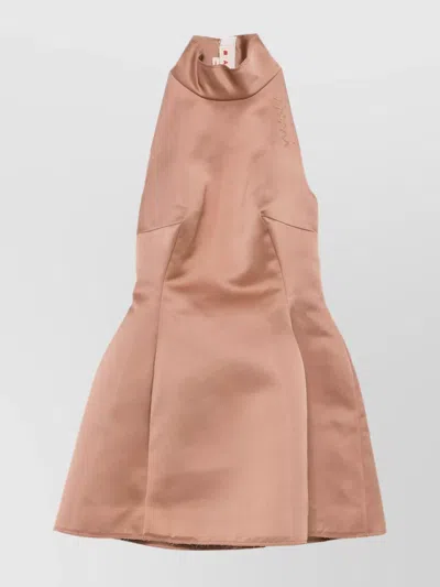 MARNI DUCHESS SATIN MINI DRESS HALTERNECK