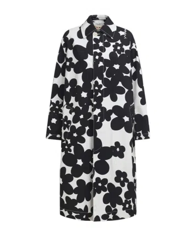 Marni Duster Coat With Black And White Dillies Print