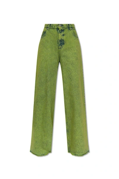 Marni Garment-dyed Wide-leg Jeans In Green