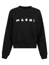 Marni Relaxed Fit Black Sweatshirt With Textured Logo In Black