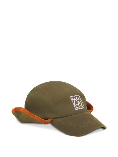 Marni Ear-flaps Logo Cap In Brown