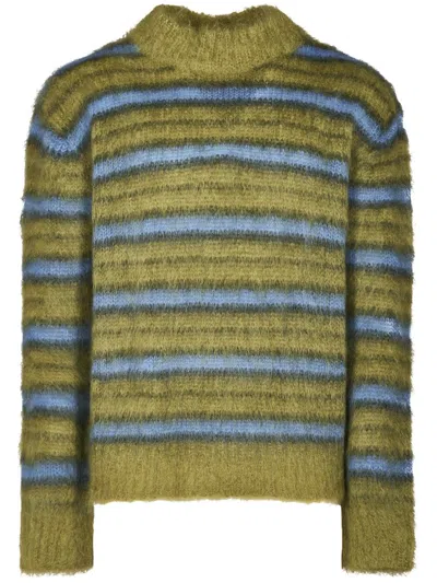 MARNI EARTHY STRIPED MOHAIR KNIT SWEATER