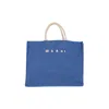 Marni Shopper Bag With Shoulder Strap And Top Handles In Blue