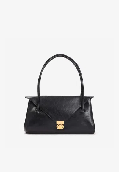 Marni East-west Leather Shoulder Bag In Black