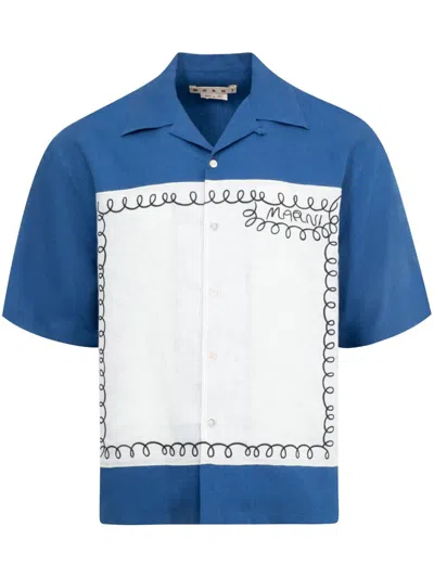Marni Echoes-print Shirt In Blue
