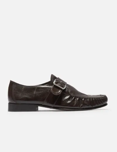 Marni Eel-effect Leather Wallabee Shoe In Brown