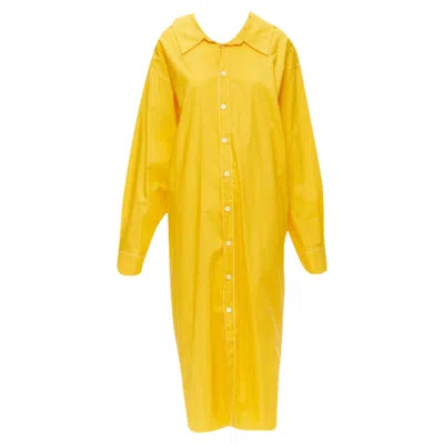 Marni Egg Yolk Cotton Spread Collar Knitee Length Shirt Dress In Yellow