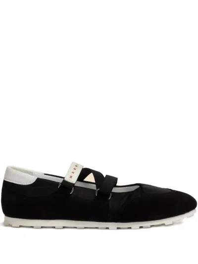 Marni Elastic Strap Ballerina Sneakers In Black