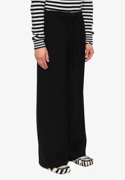 Marni Elastic-waist Wide-leg Pants In Black