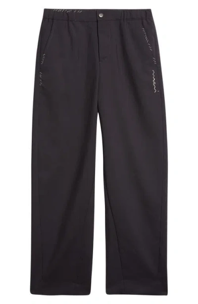 Marni Elastic Waist Wool Straight Leg Trousers