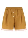 Marni Linen Shorts Button Detail Contrast Hem In Brown