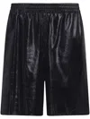 Marni Elasticated Leather Shorts In Black