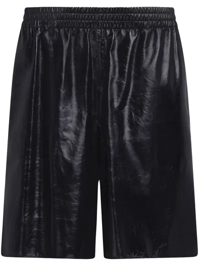 Marni Elasticated Leather Shorts In Black