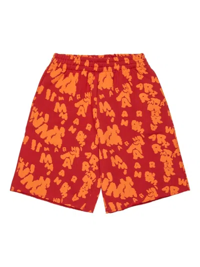 Marni Kids' Elasticated Printed Shorts In Brown