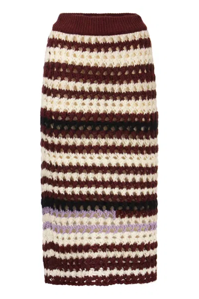 Marni Elegant Purple Crochet Skirt For Women In Bordeaux