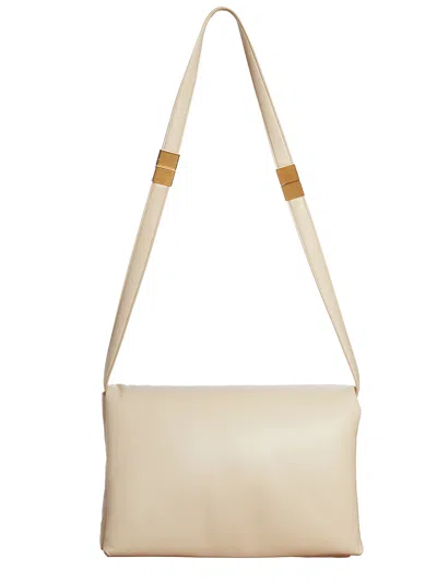 Marni Elegant White Leather Shoulder Bag For Women In Cream