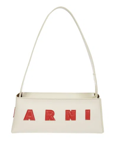 MARNI ELONGATED SILHOUETTE SHOULDER BAG WITH BOLD LETTERING