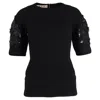 Marni Embellished Balloon Sleeve Top In Black Wool In Black