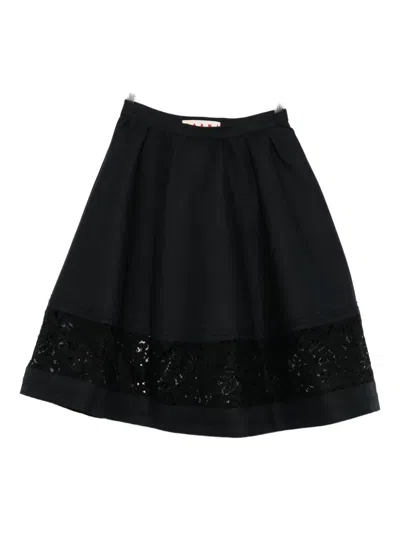 Marni Embellished Cotton Skirt In Black