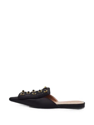 Pre-owned Marni Embellished Pointed-toe Mules In Black
