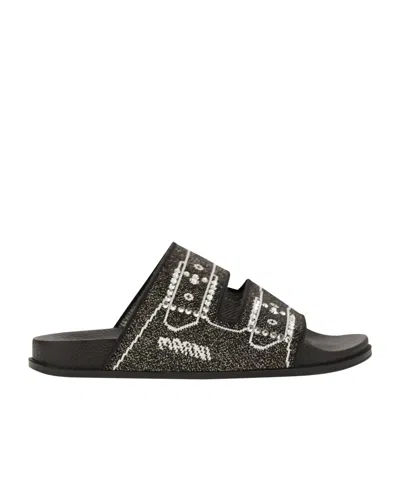 Marni Embellished Precious Sandals In Black