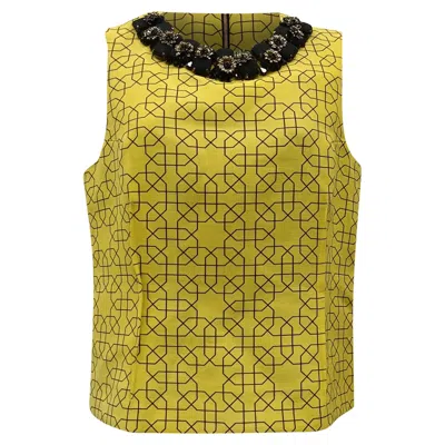 Marni Embellished Top In Yellow Wool In Multi