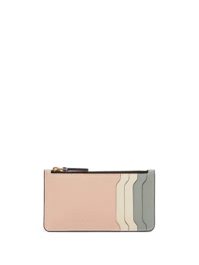 Marni Embossed-logo Cardholder In Pink