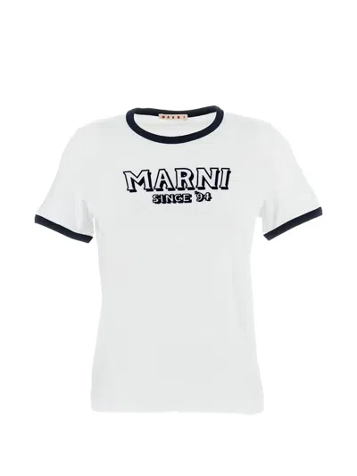 Marni Embossed Logo T-shirt In White
