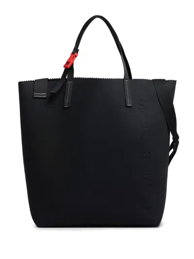 Marni Embossed-logo Tote Bag In Black