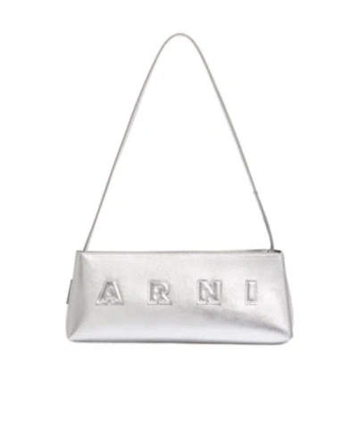 Marni Embossed Puffy Leather Shoulder Bag In Neutral