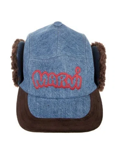 Pre-owned Marni Embroider Winter Denim Hat In Blue