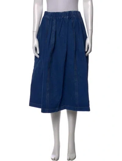 Pre-owned Marni Embroidered Accent Midi Length Skirt In Blue