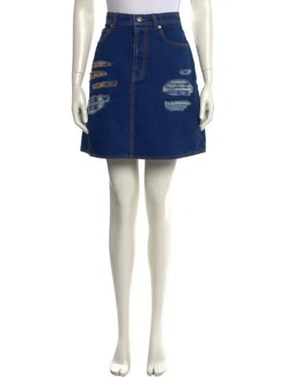 Pre-owned Marni Embroidered Accent Mini Skirt In Blue