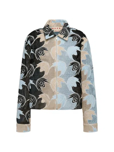 Marni Embroidered Broderie Anglaise Shirt In Black