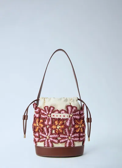 Marni Embroidered Bucket Bag In Multi