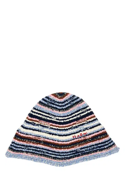 MARNI EMBROIDERED COTTON BUCKET HAT