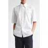 Marni Short Sleeves Cotton Poplin Shirt With Embroidered Chest Pocket In Lily White