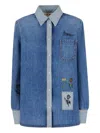 Marni Embroidered Denim Shirt In Blue