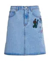 Marni Embroidered High-rise Denim Miniskirt In Blue