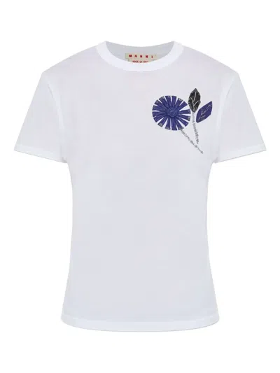 MARNI EMBROIDERED FLOWER T-SHIRT