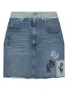 Marni Blue Stone Washed Patches Denim Miniskirt In Blue