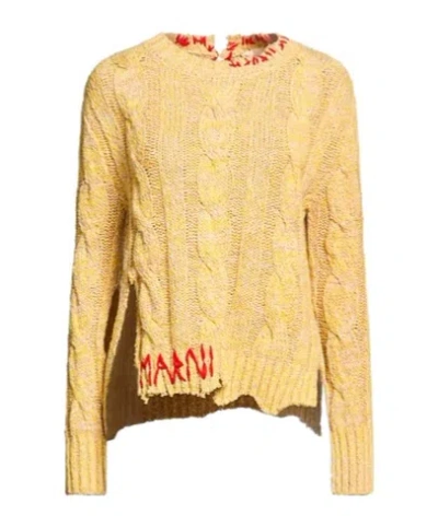 Marni Embroidered Knitted Sweater In Nude