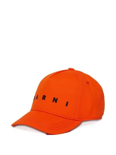 Marni Kids' Embroidered-logo Baseball Cap In Orange